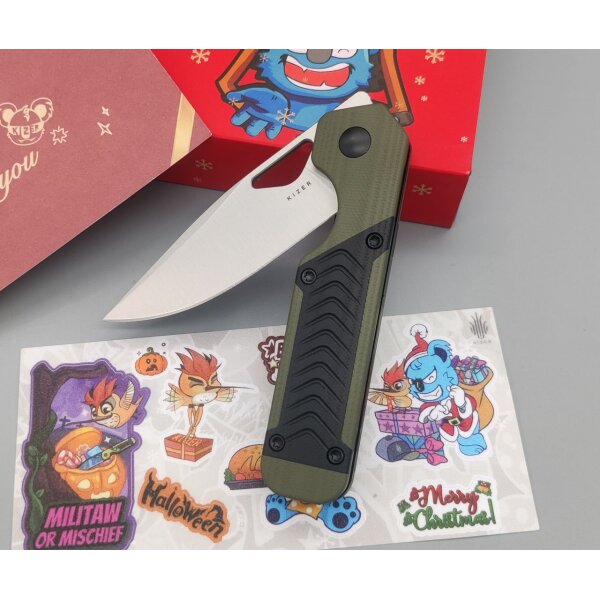 Kizer Mini Militaw Frontflipper Nitro-V Stahl G10 Black Pattern