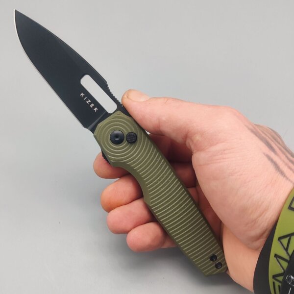 Kizer Dogfish G10 OD Green Black Blade