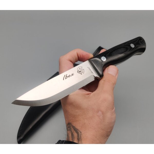 J&V Ibex N690 TRF Micarta inkl. Lederscheide