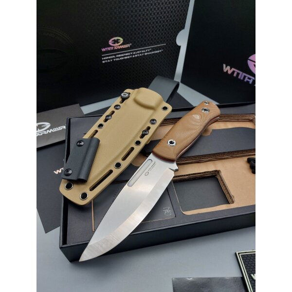 WithArmour Professional Mercenary Fixed Blade Tan Micarta Coyote Beige