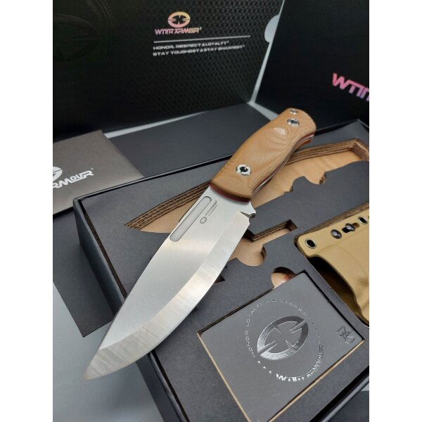 WithArmour Professional Mercenary Fixed Blade Tan Micarta Coyote Beige