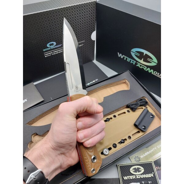 WithArmour Professional Mercenary Fixed Blade Tan Micarta Coyote Beige