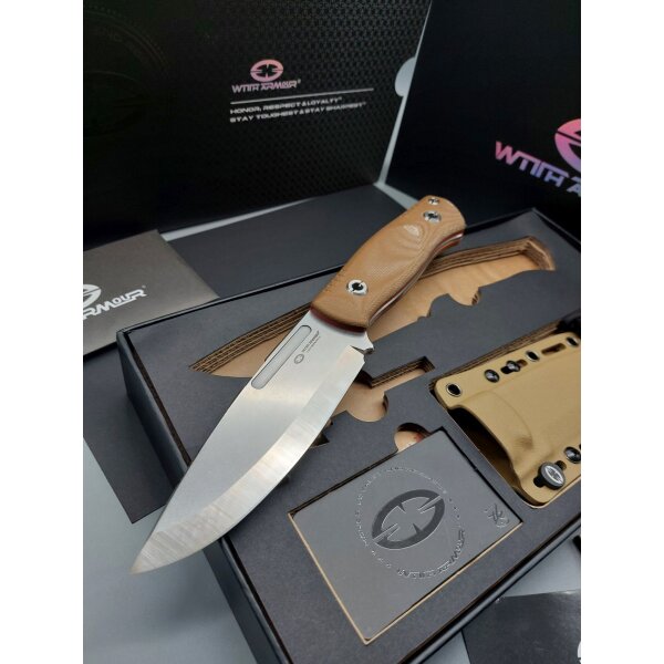 WithArmour Professional Mercenary Fixed Blade Tan Micarta Coyote Beige