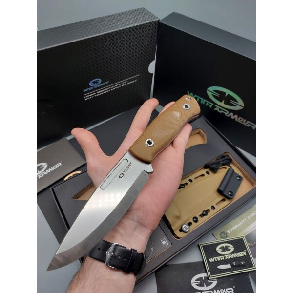 WithArmour Professional Mercenary Fixed Blade Tan Micarta Coyote Beige