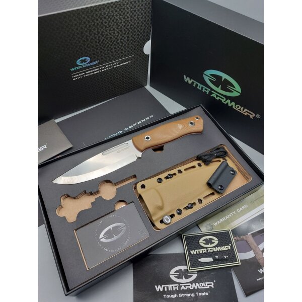 WithArmour Professional Mercenary Fixed Blade Tan Micarta Coyote Beige