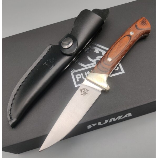 Puma Tec Jagdmesser 420 Stahl Pakkaholz Lederscheide Messer fixed feststehend