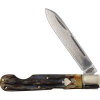 Rough Ryder Damast Cinnamon Bone Stag Messer mit Backlock...