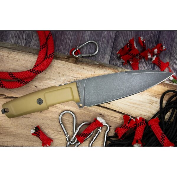 Extrema Ratio Shrapnel One Desert Dark Stone fixed Messer mit Scheide und Stonewashed Klinge
