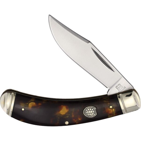 Rough Ryder Bow Trapper Tortoise Shell Griff mit Schildkröten Inlay Messer Taschenmesser