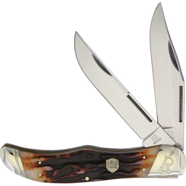 Rough Ryder Folding Hunter Brown Stag Bone mit Knochengriff RR1804 Messer Taschenmesser Doppelklinge