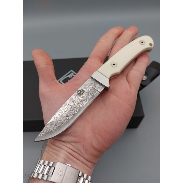 Puma Tec Damast 71 Lagen Jagdmesser Damastmesser mit Lederscheide 2. WAHL