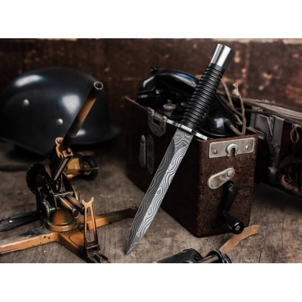Böker Solingen Acht-Acht Flak Damast Dolch Sammlermesser Made in Solingen Lederscheide 121508DAM