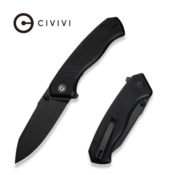 CIVIVI Placoid 14C28N Black Stonewashed Coarse G10 Black C23079-1