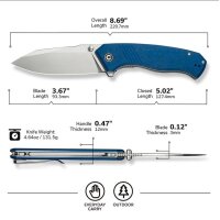 CIVIVI Placoid Flipper & Thumb Stud Knife G10 Handle...