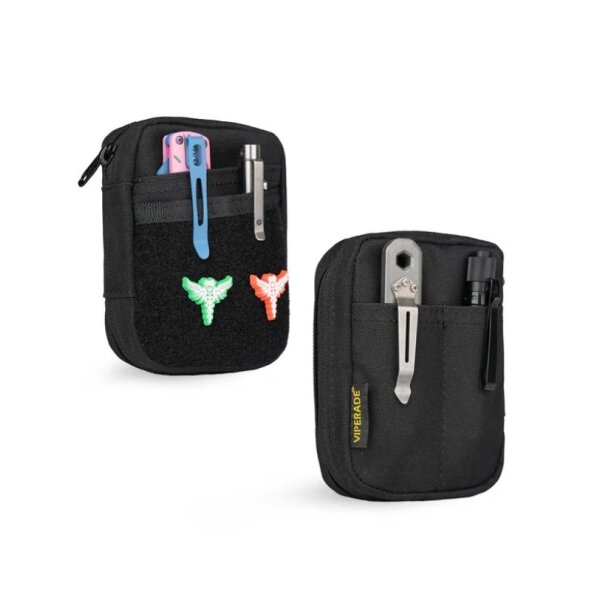 Viperade VE31 Black Small EDC Pouch EDC Pocket Organizer Tactical EDC Compact Pocket Organizer Pouch Tactical Keychain Pouch Black EDC Pouch Pocket Organizer