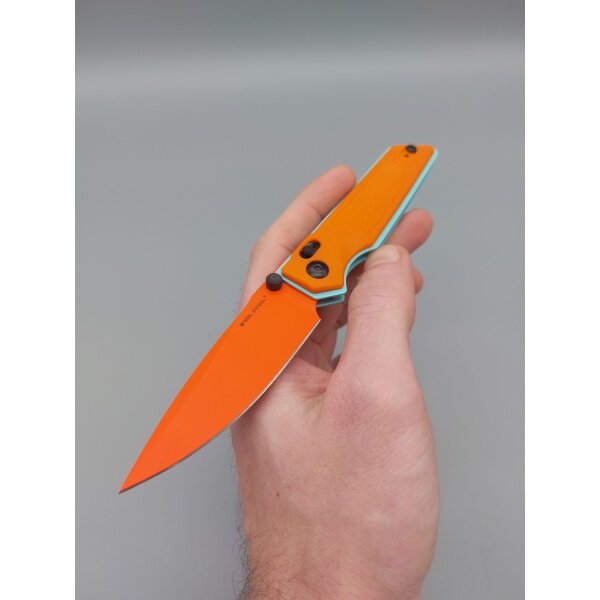 Real Steel RSK Sacra Special Edition mit Cerakote Finish in Orange & Blue Crossbar Lock Orange Blau