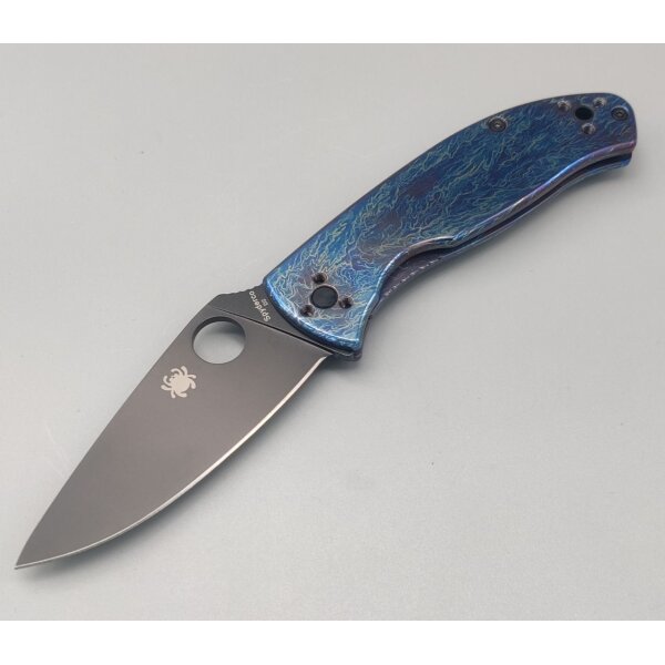 Spyderco Tenacious Titanium R.I.L. Disarray Finish D2 Black Blade PlainEdge C122TIBLBKD2P