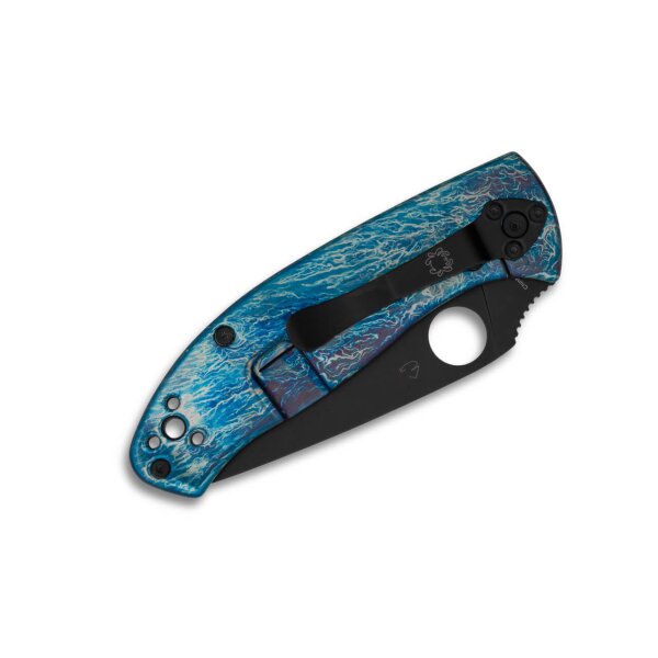 Spyderco Tenacious Titanium R.I.L. Disarray Finish D2 Black Blade PlainEdge C122TIBLBKD2P