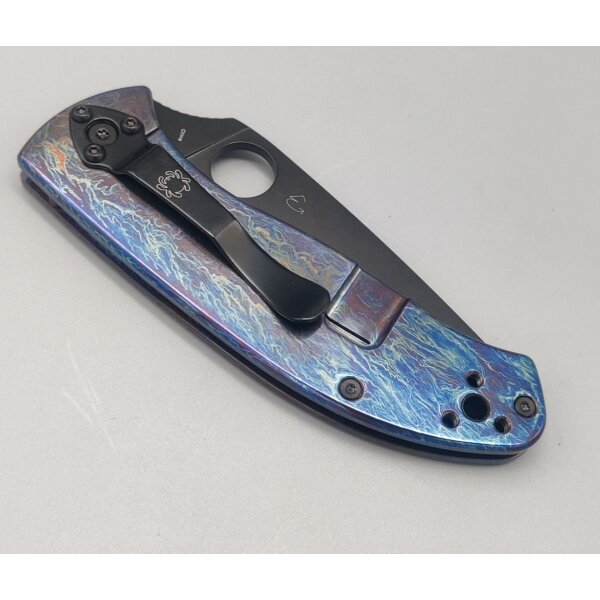 Spyderco Tenacious Titanium R.I.L. Disarray Finish D2 Black Blade PlainEdge C122TIBLBKD2P