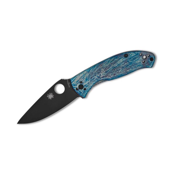 Spyderco Tenacious Titanium R.I.L. Disarray Finish D2 Black Blade PlainEdge C122TIBLBKD2P