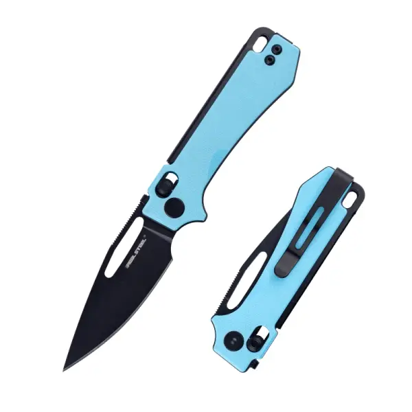 Real Steel RSK Vis Black PVD Blue G10 12C27 Stahl