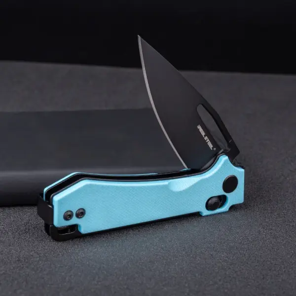Real Steel RSK Vis Black PVD Blue G10 12C27 Stahl