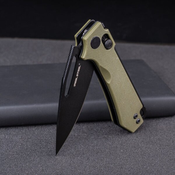 Real Steel RSK Vis Black PVD Green G10 12C27 Stahl