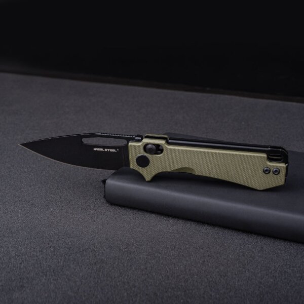 Real Steel RSK Vis Black PVD Green G10 12C27 Stahl