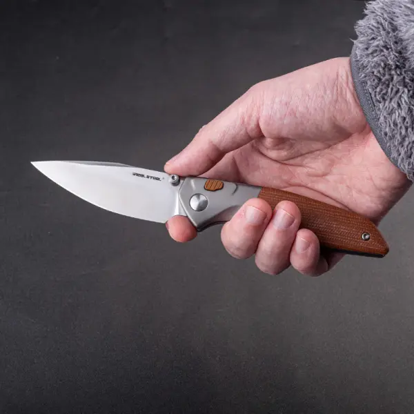 Real Steel RSK Hoeft Titanium & Natural Micarta S35VN Stahl