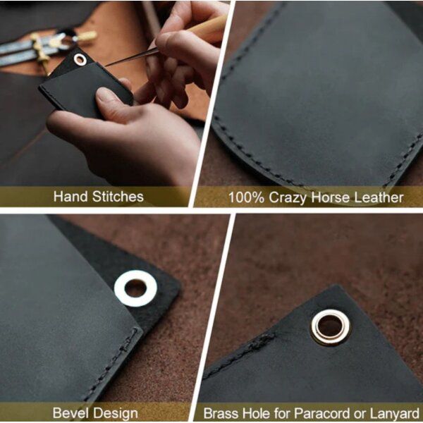 Viperade PJ27 Leather Sheath for EDC Knuckle, EDC Coins Sheath for Men Kleingeld Münzen