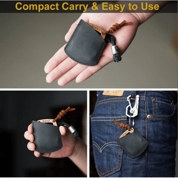 Viperade PJ27 Leather Sheath for EDC Knuckle, EDC Coins Sheath for Men Kleingeld Münzen