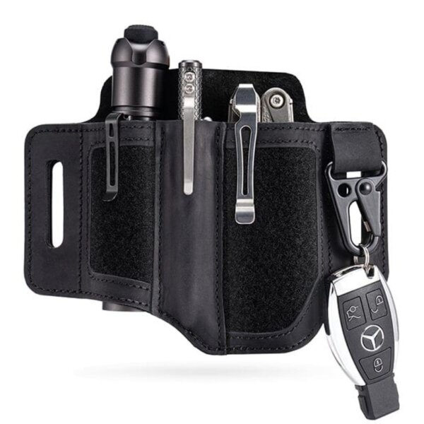 Viperade PL3-A Schwarz Lederholster für EDC Gear mit Klett