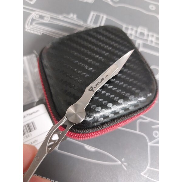 Viperade K18-Titanium Mini Messer Miniatur mit Ring für Schlüsselbund und Case zur Aufbewahrung