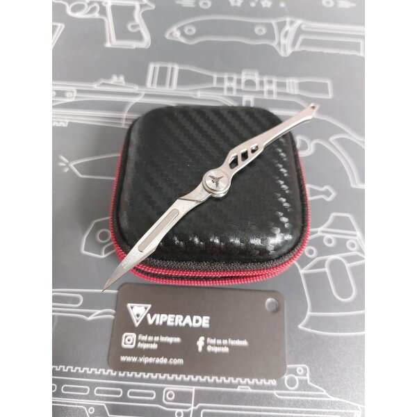 Viperade K18-Titanium Mini Messer Miniatur mit Ring für Schlüsselbund und Case zur Aufbewahrung