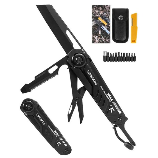 Viperade VAK4 Grey Grau Multitool Camping Survival Knife mit 12 in 1 Tool verschiedene Farben