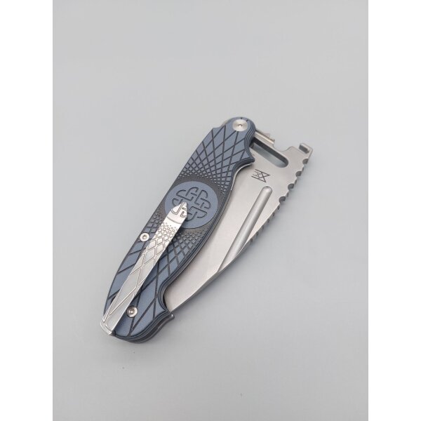 Midgards Messer Sliding Knife G10 Schwarz Grau Stainless N690 Stonewash G10 Griffschalen Black Grey Charcoal