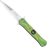 Haller Stiletto Taschenmesser GITD Cannabis Motiv Weed 420
