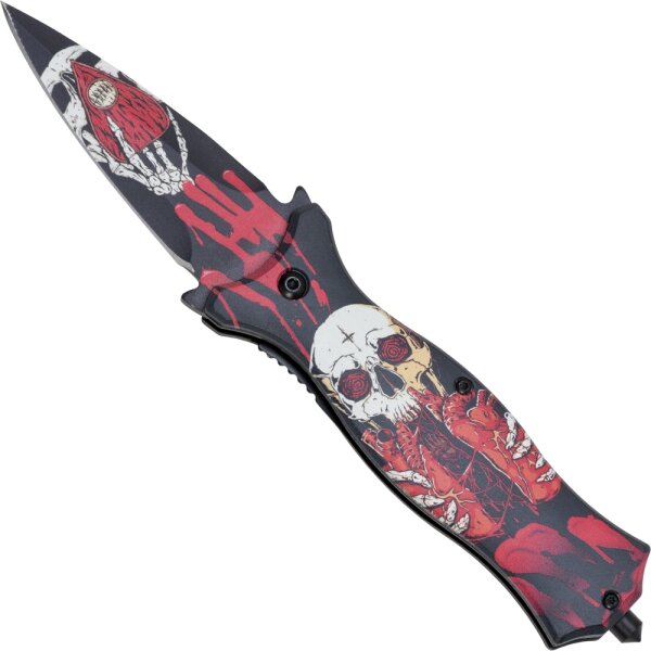 Haller Nightmare Stiletto Taschenmesser Skull and Heart 420 Stahl
