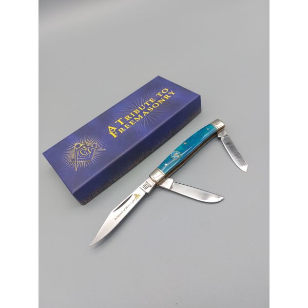 Rough Ryder Masonic Small Stockman mit 3 Klingen Freimaurer Messer Freemansory Taschenmesser