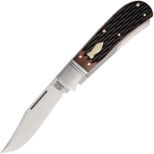 Rough Ryder Reserve Large Trapper Finger Grooved Brown Bone Knochen Big Belly Trapper Folding Knife