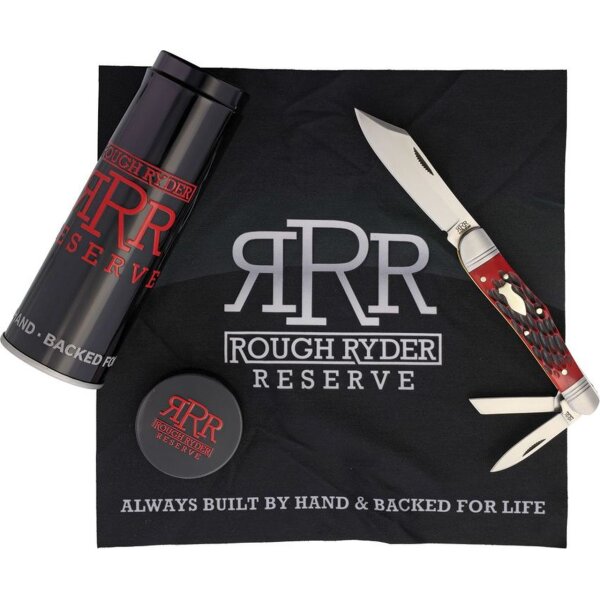 Rough Ryder Reserve Splitback Whittler Taschenmesser mit Knochengriff Jigged Red Bone