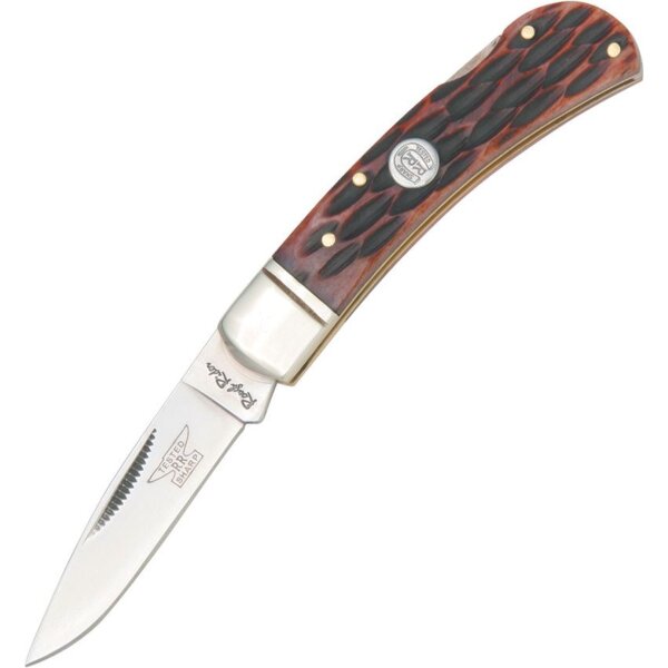 Rough Ryder Small Lockback Amber Bone Folding Knife Brown Jigged Bone Knochen RR461