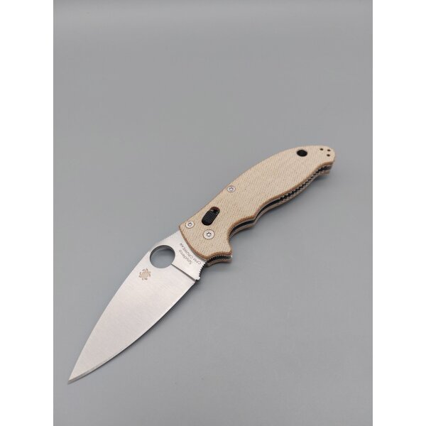 Spyderco Manix 2 Coyote Tan Brown Canvas Micarta CPM Cru-Wear PlainEdge 01SP1258