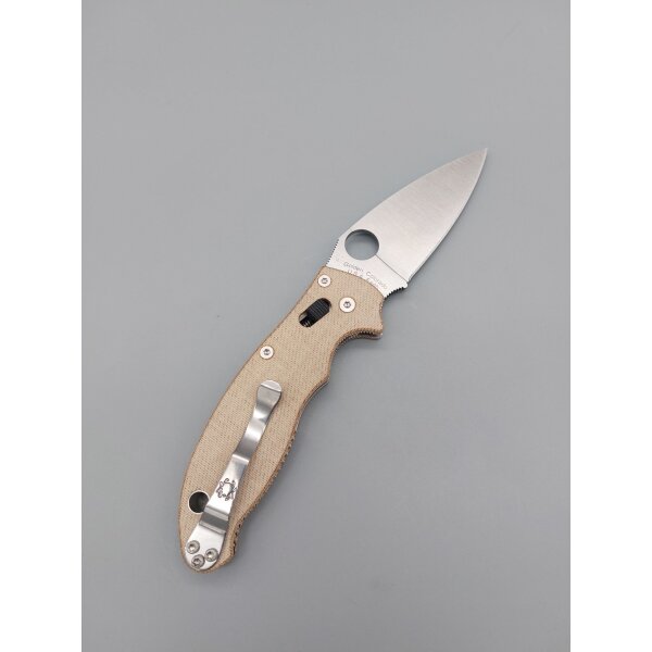 Spyderco Manix 2 Coyote Tan Brown Canvas Micarta CPM Cru-Wear PlainEdge 01SP1258