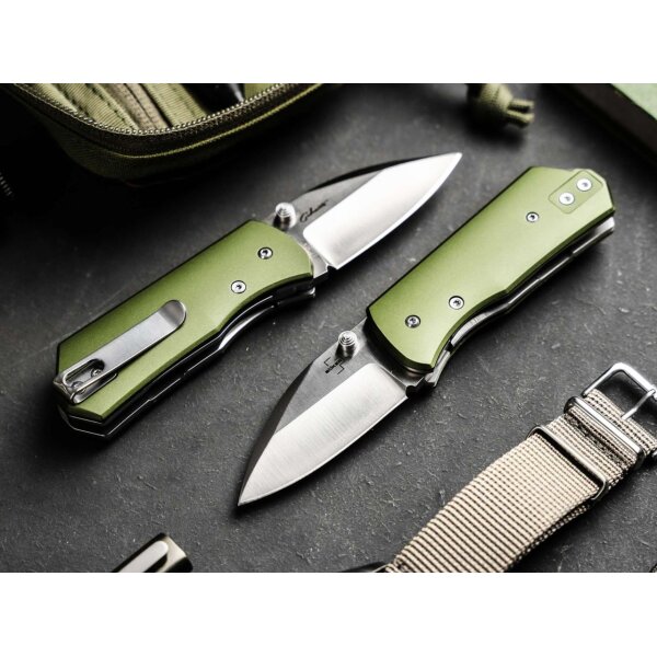 Böker Plus Lefti Lefty Grün Green Linerlock Aluminium 12C27 Stahl 01BP0006