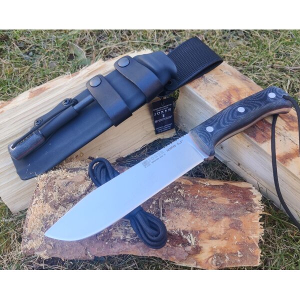 Joker Nomad 6.5 N695 Micarta Schwarz inkl. Paracord Kydexscheide Feuerstarter