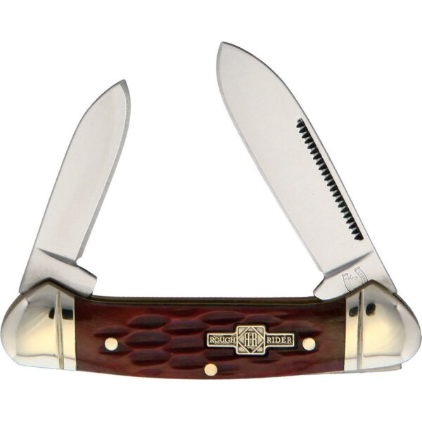 Rough Ryder Mini Canoe Red Jig Bone roter Knochen mit 2 Klingen Slipjoint RR271