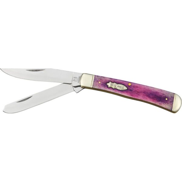 Rough Ryder Trapper Purple Smooth Bone Lila Knochen Taschenmesser Messer rostfrei
