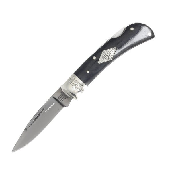 Rough Ryder Black Titanium Coated Lockback Bone mit Knochengriff und Inlay klassisches Taschenmesser RR1773