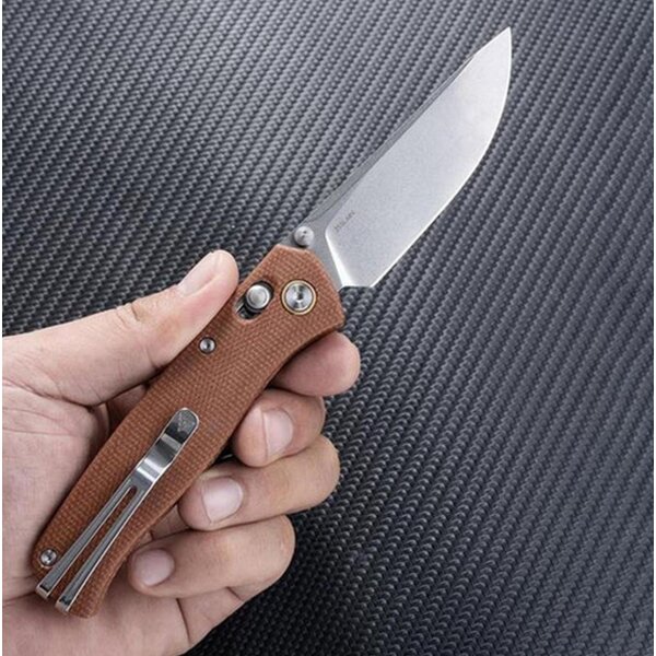SRM Knives 255L-MN Medal Ambi Lock Folder brown G10